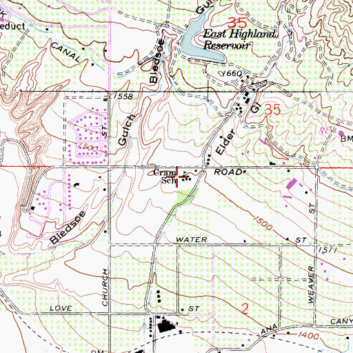 Topographic Map of Cram School, CA