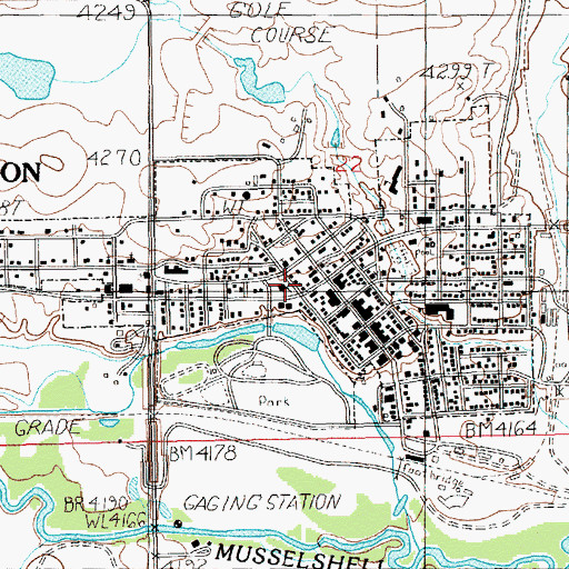 Topographic Map of City of Harlowton, MT