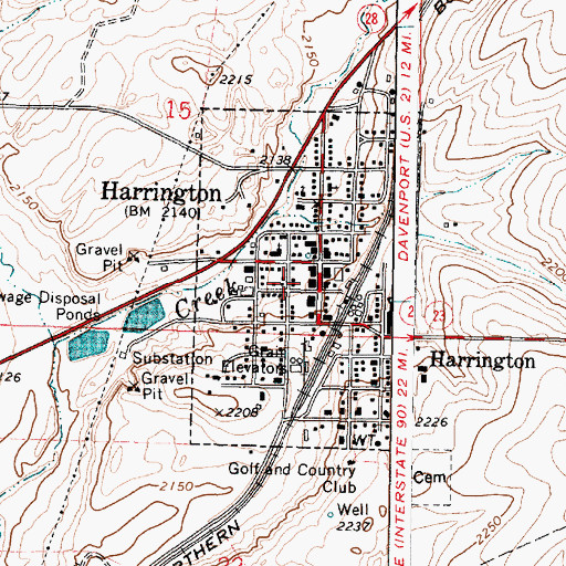 Topographic Map of City of Harrington, WA