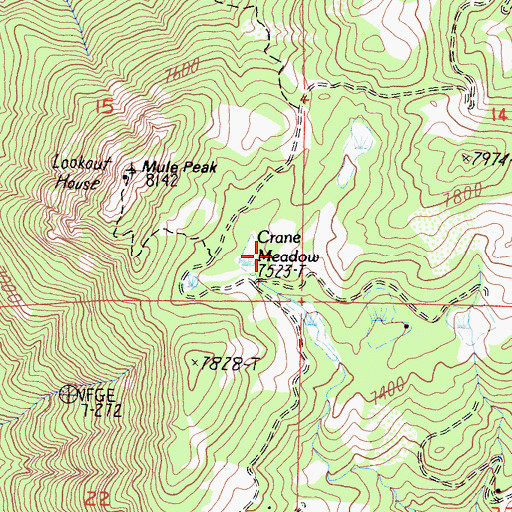 Topographic Map of Crane Meadow, CA