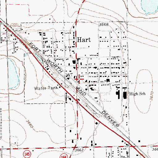 Topographic Map of City of Hart, TX