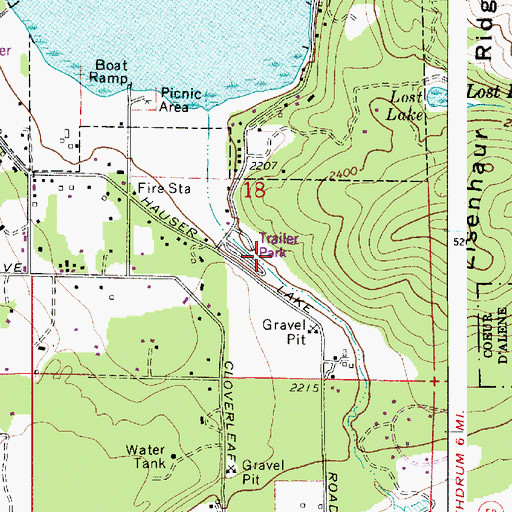 Topographic Map of City of Hauser, ID