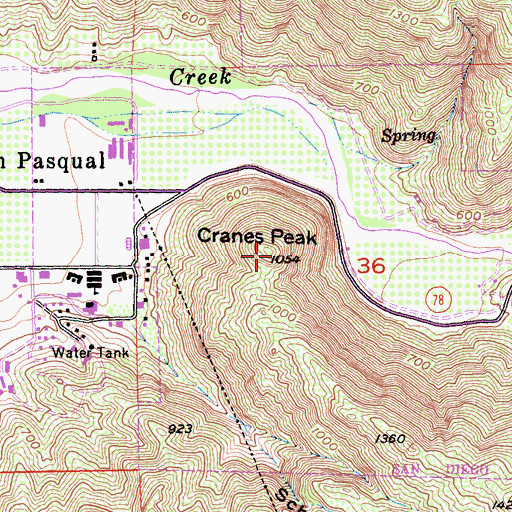 Topographic Map of Cranes Peak, CA