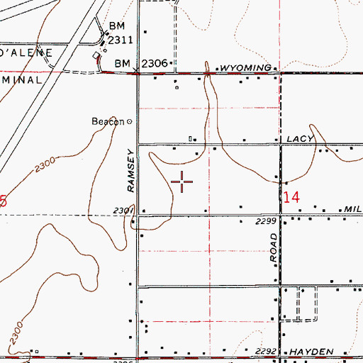 Topographic Map of City of Hayden, ID