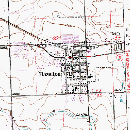 Topographic Map of City of Hazelton, ID