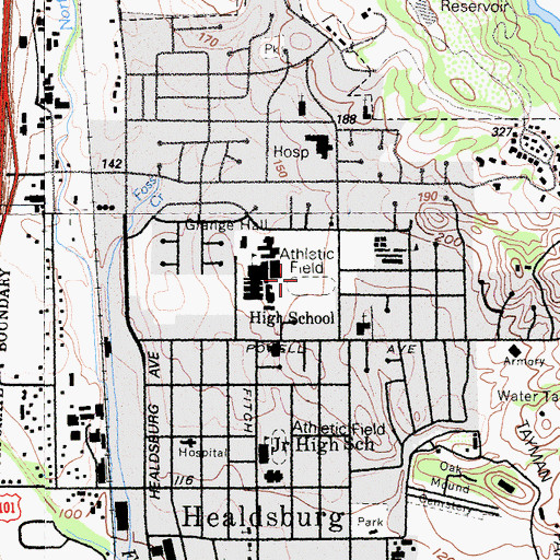Topographic Map of City of Healdsburg, CA