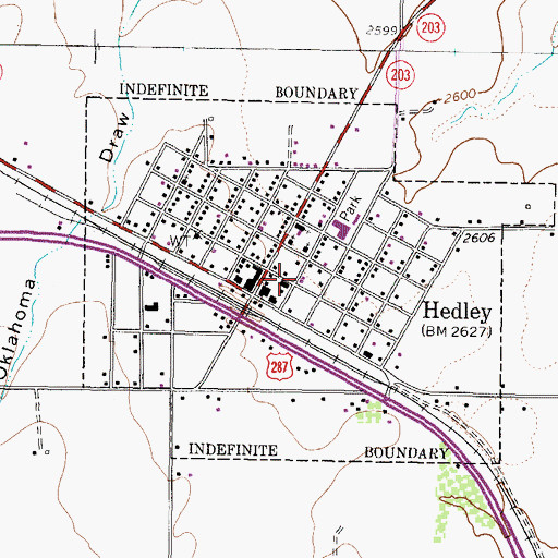 Topographic Map of City of Hedley, TX