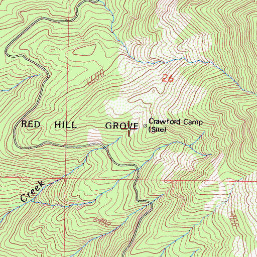 Topographic Map of Crawford Camp, CA