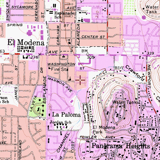 Topographic Map of Crawford Canyon, CA