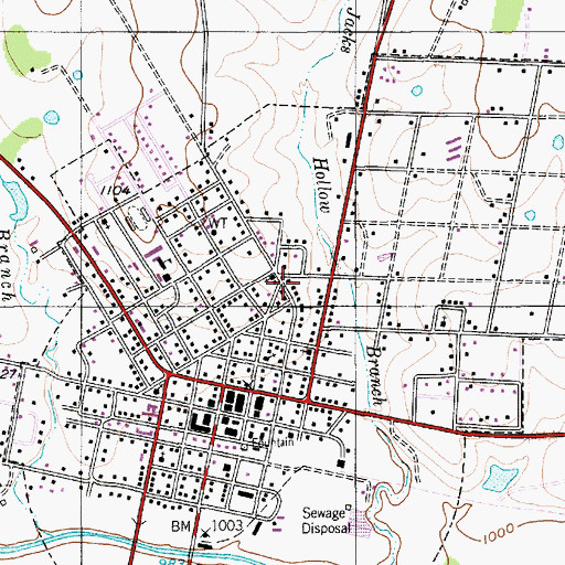 Topographic Map of City of Hico, TX