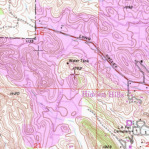 Topographic Map of City of Hidden Hills, CA