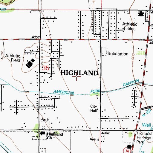 Topographic Map of City of Highland, UT