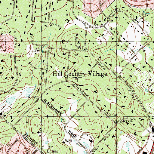 Topographic Map of City of Hill Country Village, TX
