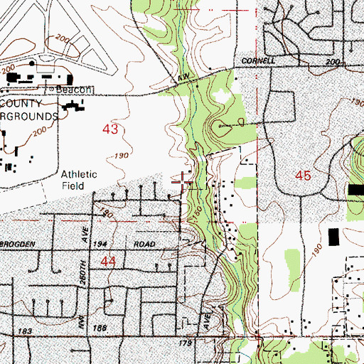 Topographic Map of City of Hillsboro, OR