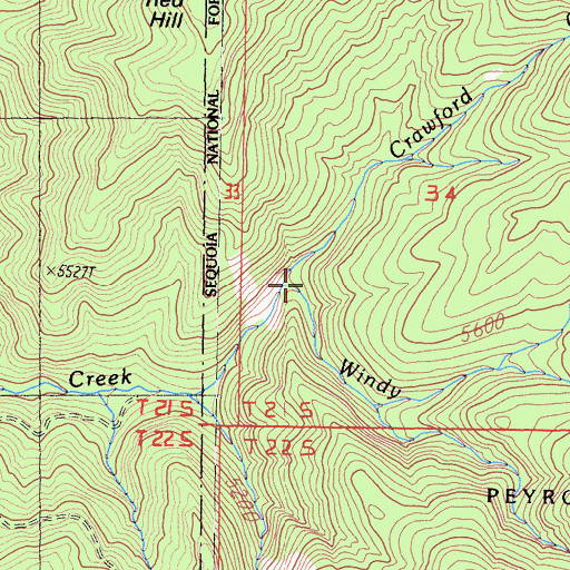 Topographic Map of Crawford Creek, CA