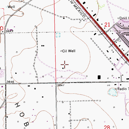 Topographic Map of City of Hobbs, NM