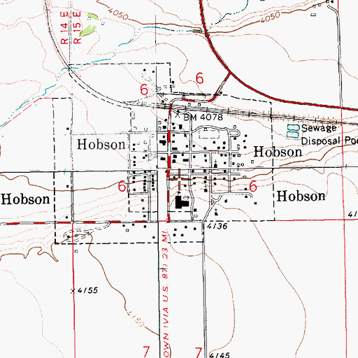 Topographic Map of City of Hobson, MT
