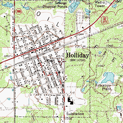 Topographic Map of City of Holliday, TX