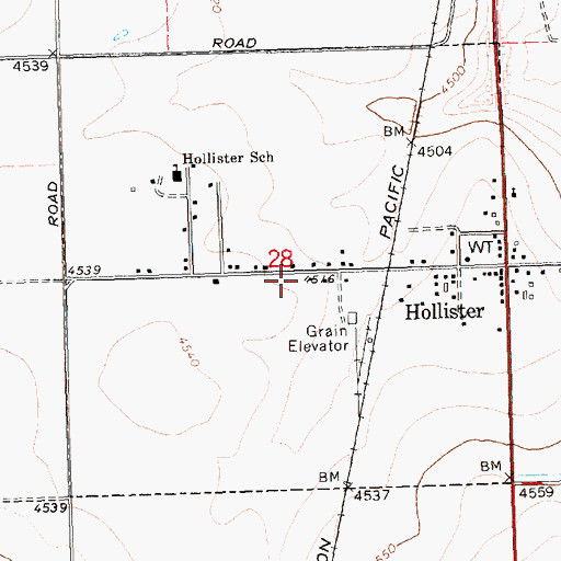 Topographic Map of City of Hollister, ID