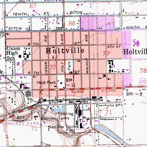 Topographic Map of City of Holtville, CA