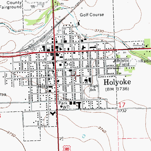 Topographic Map of City of Holyoke, CO