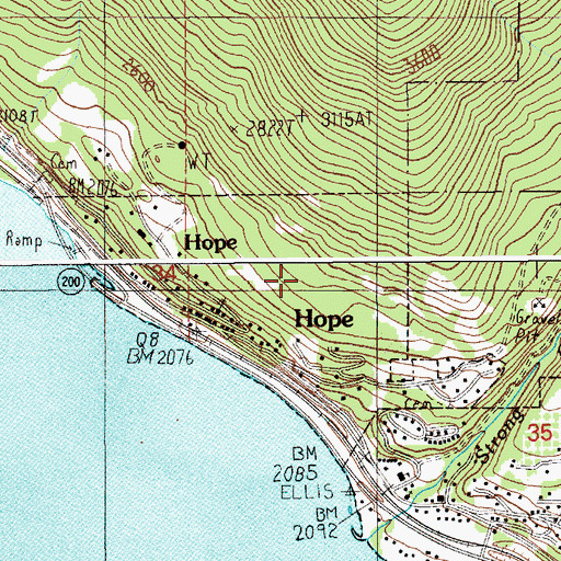 Topographic Map of City of Hope, ID