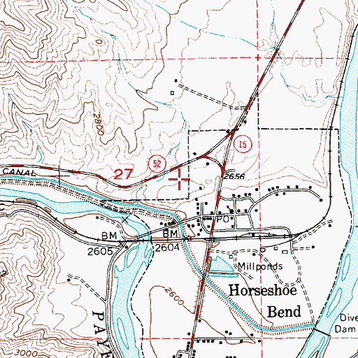 Topographic Map of City of Horseshoe Bend, ID