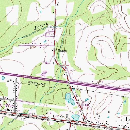 Topographic Map of City of Leary, TX
