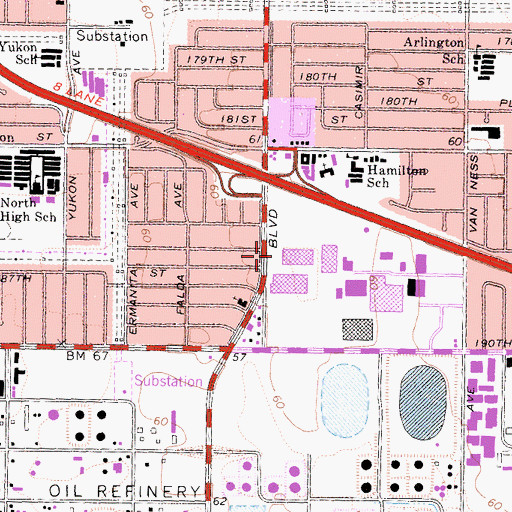 Topographic Map of Crenshaw Elementary School (historical), CA