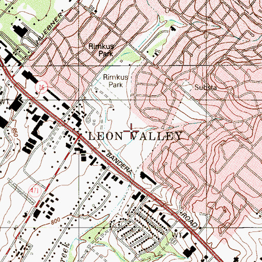 Topographic Map of City of Leon Valley, TX