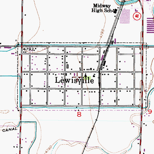 Topographic Map of City of Lewisville, ID