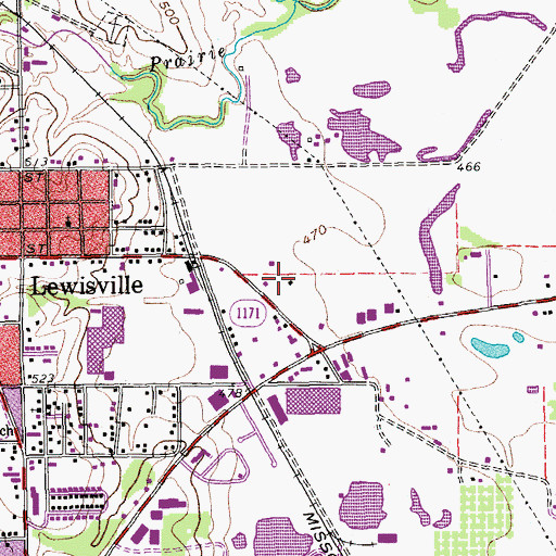Topographic Map of City of Lewisville, TX