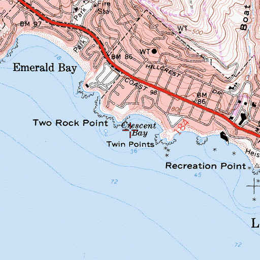 Topographic Map of Crescent Bay, CA