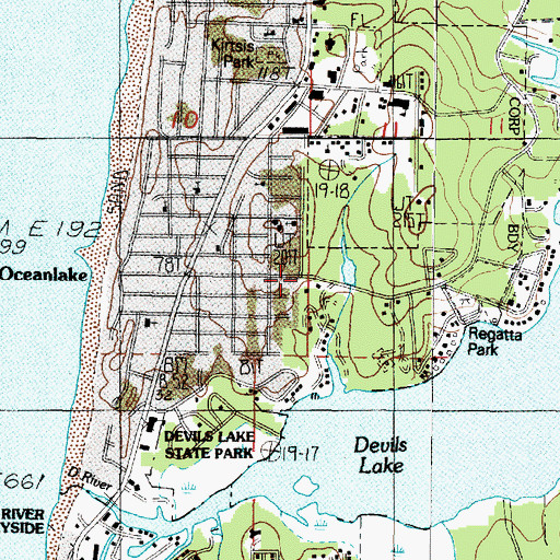 Topographic Map of City of Lincoln City, OR