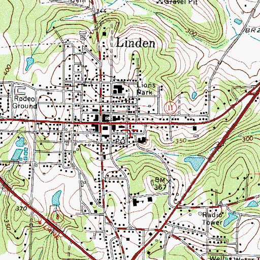 Topographic Map of City of Linden, TX