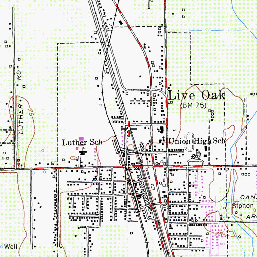 Topographic Map of City of Live Oak, CA