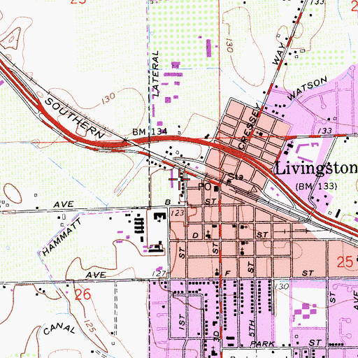 Topographic Map of City of Livingston, CA