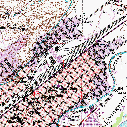 Topographic Map of City of Livingston, MT