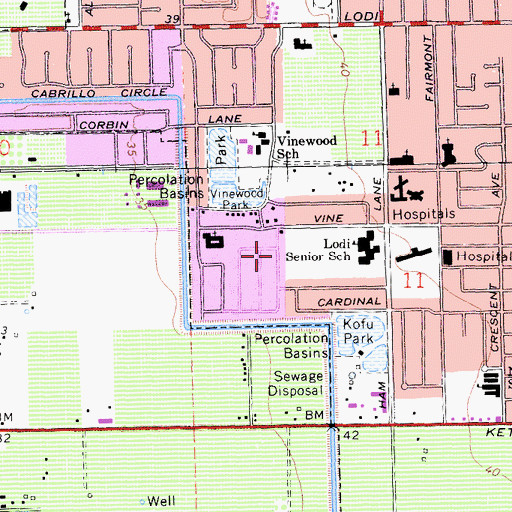 Topographic Map of City of Lodi, CA