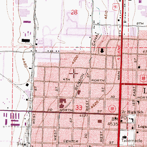 Topographic Map of City of Logan, UT