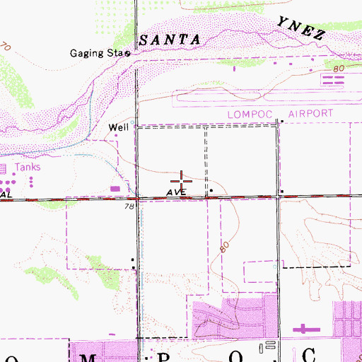 Topographic Map of City of Lompoc, CA
