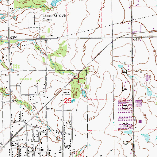 Topographic Map of City of Lone Grove, OK