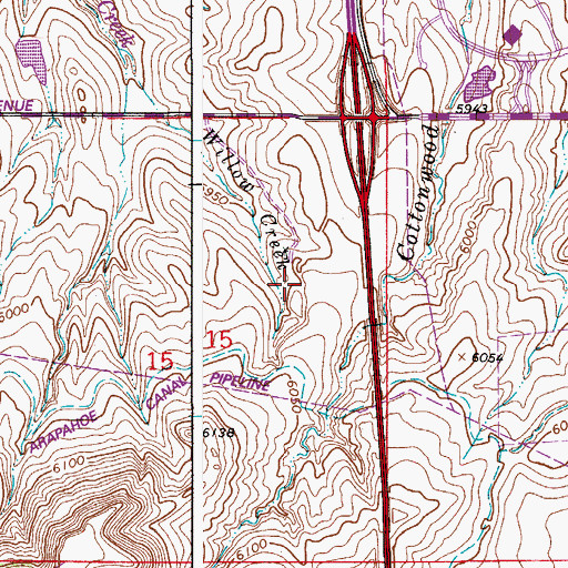 Topographic Map of City of Lone Tree, CO