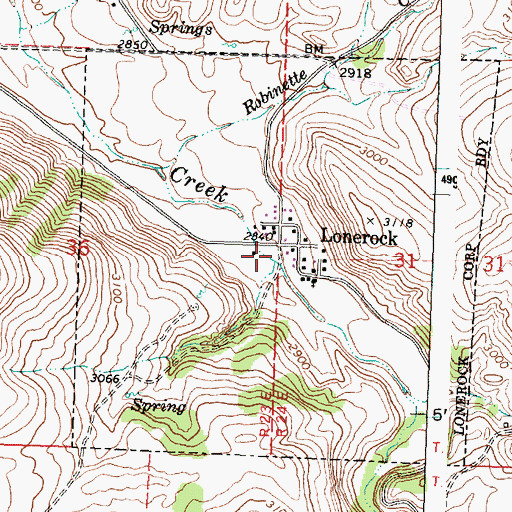Topographic Map of City of Lonerock, OR