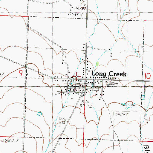 Topographic Map of City of Long Creek, OR