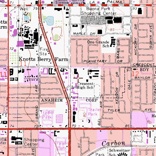 Topographic Map of Crescent Junior High School, CA