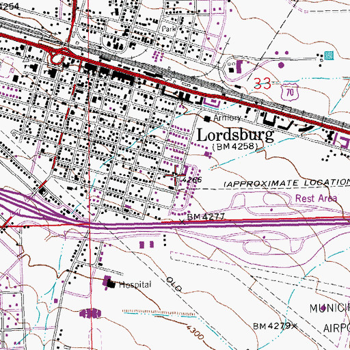 Topographic Map of City of Lordsburg, NM