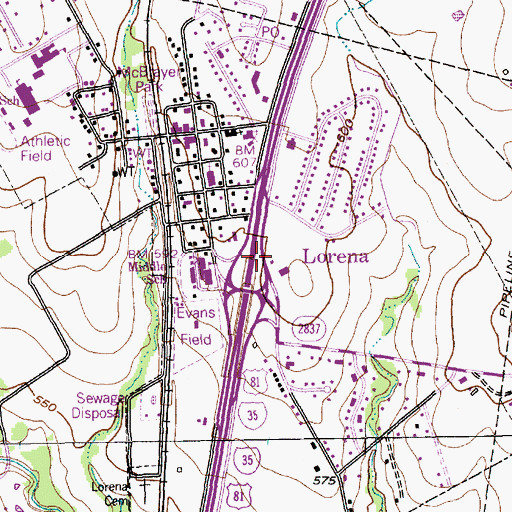 Topographic Map of City of Lorena, TX