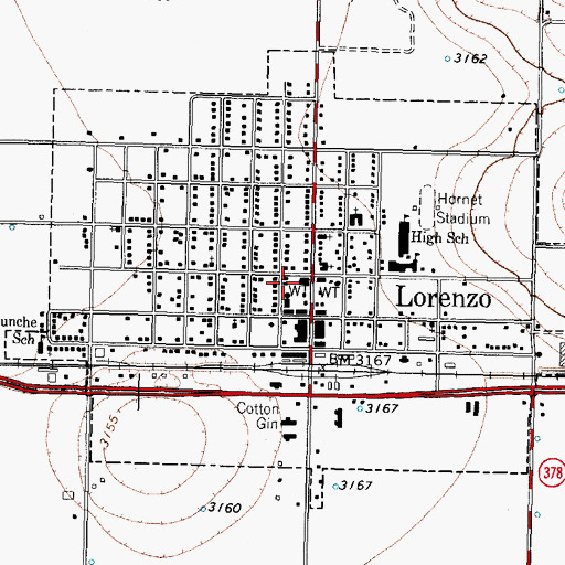 Topographic Map of City of Lorenzo, TX