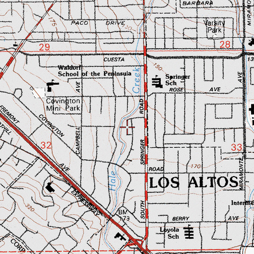 Topographic Map of City of Los Altos, CA
